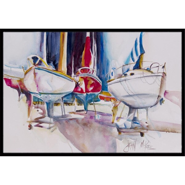 Carolines Treasures Sailboats In Dry Dock Indoor and Outdoor Mat- 18 x 27 in. JMK1039MAT - main
